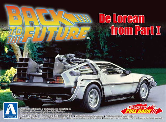 Aoshima 05475 Back To The Future Pt.I Pullback Delorean 1:43 Plastic Model Kit