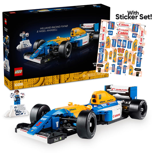 LEGO Icons 10353 Williams Racing FW14B w/Period Correct Sticker Set Bundle