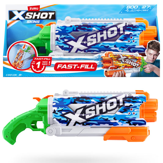 Zuru XShot Water Pump Action Water Blaster Fast-Fill - Blue Camo Skin