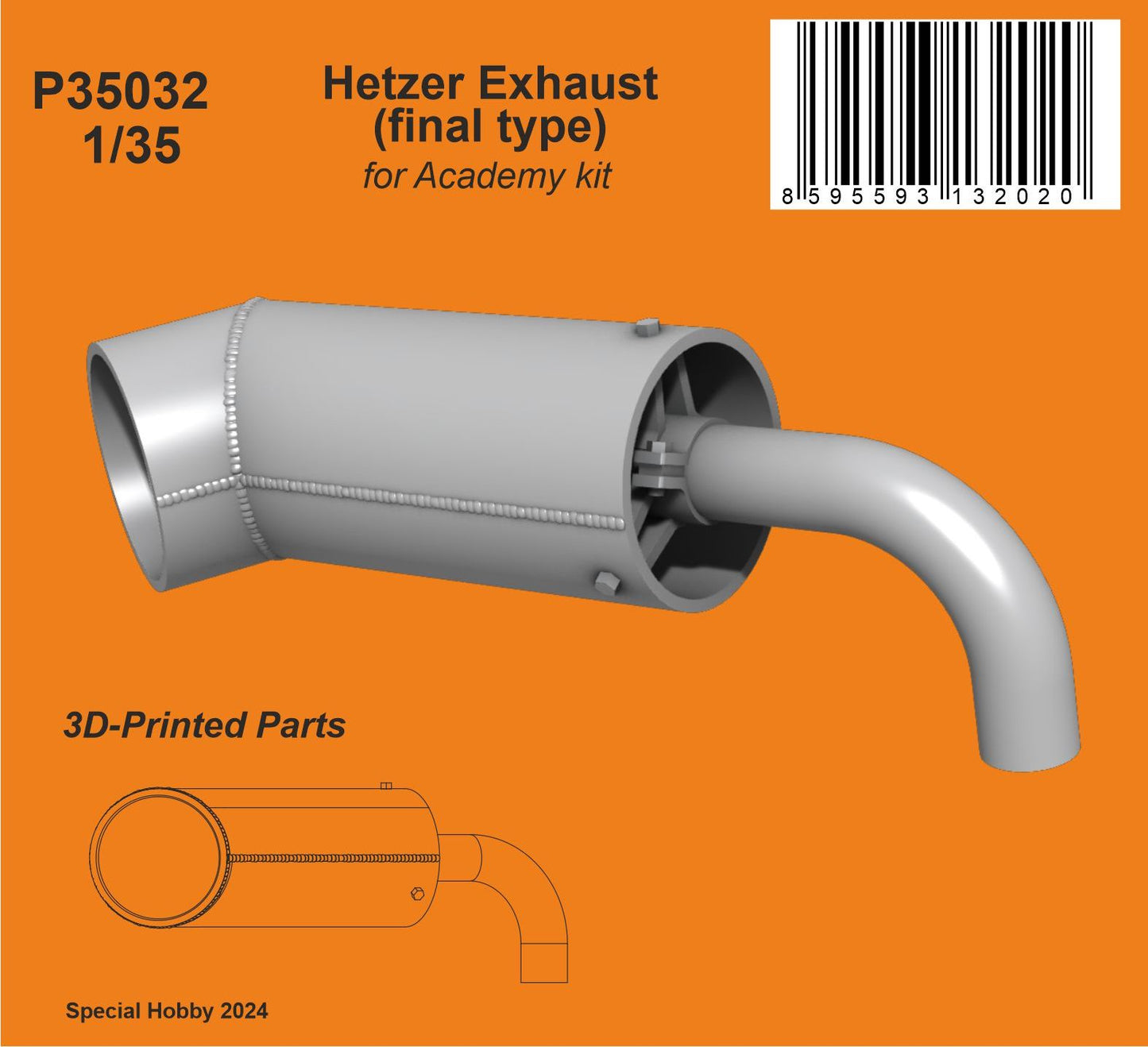 CMK/Czech Master Kits 129-P35032 1:35 Hetzer Exhaust