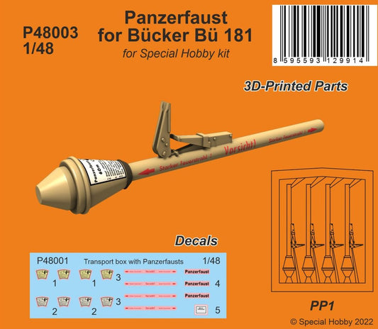 CMK/Czech Master Kits 129-P48003 1:48 Panzerfaust for Bucker Bu-181