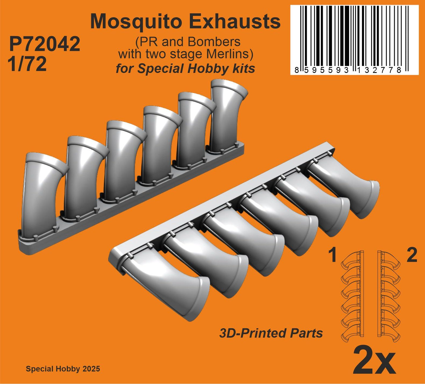 CMK/Czech Master Kits 129-P72042 1:72 de Havilland Mosquito PR Mk.XVI Exhausts