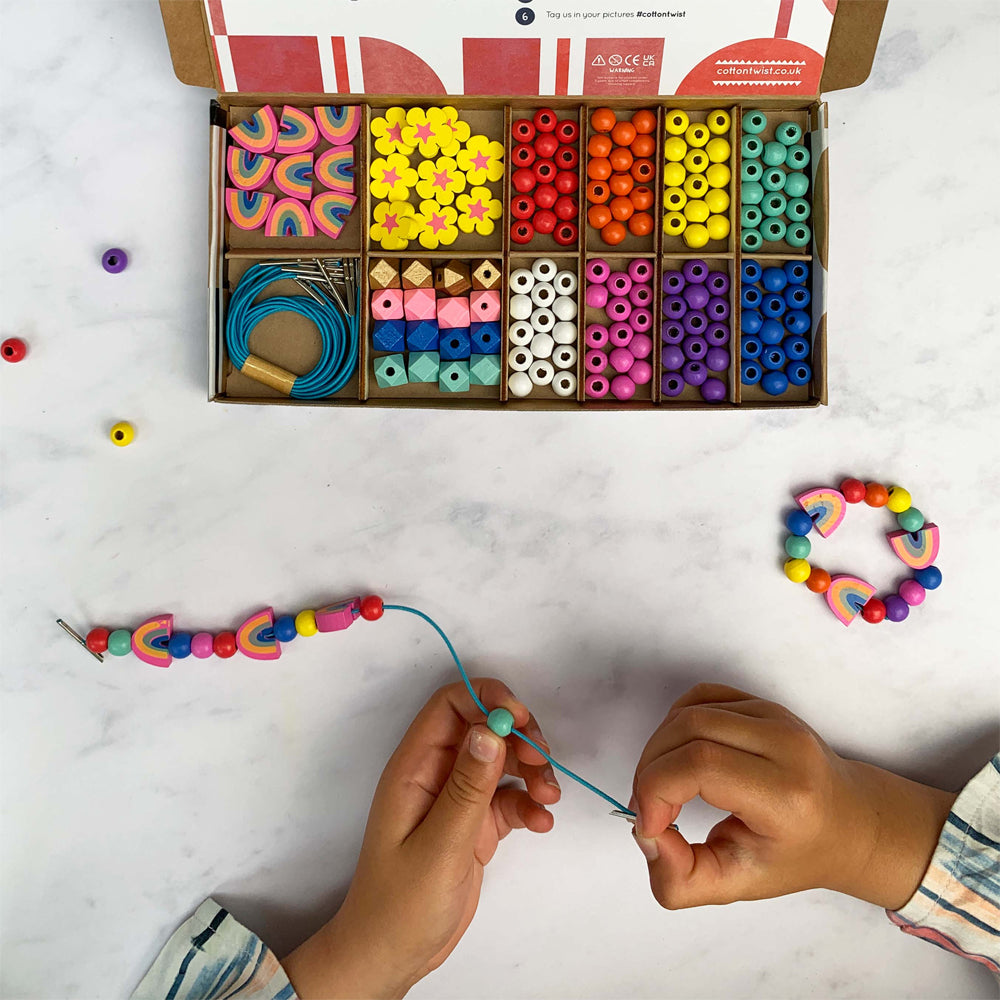 Cotton Twist Rainbow & Flower Bracelet Making Craft Kit
