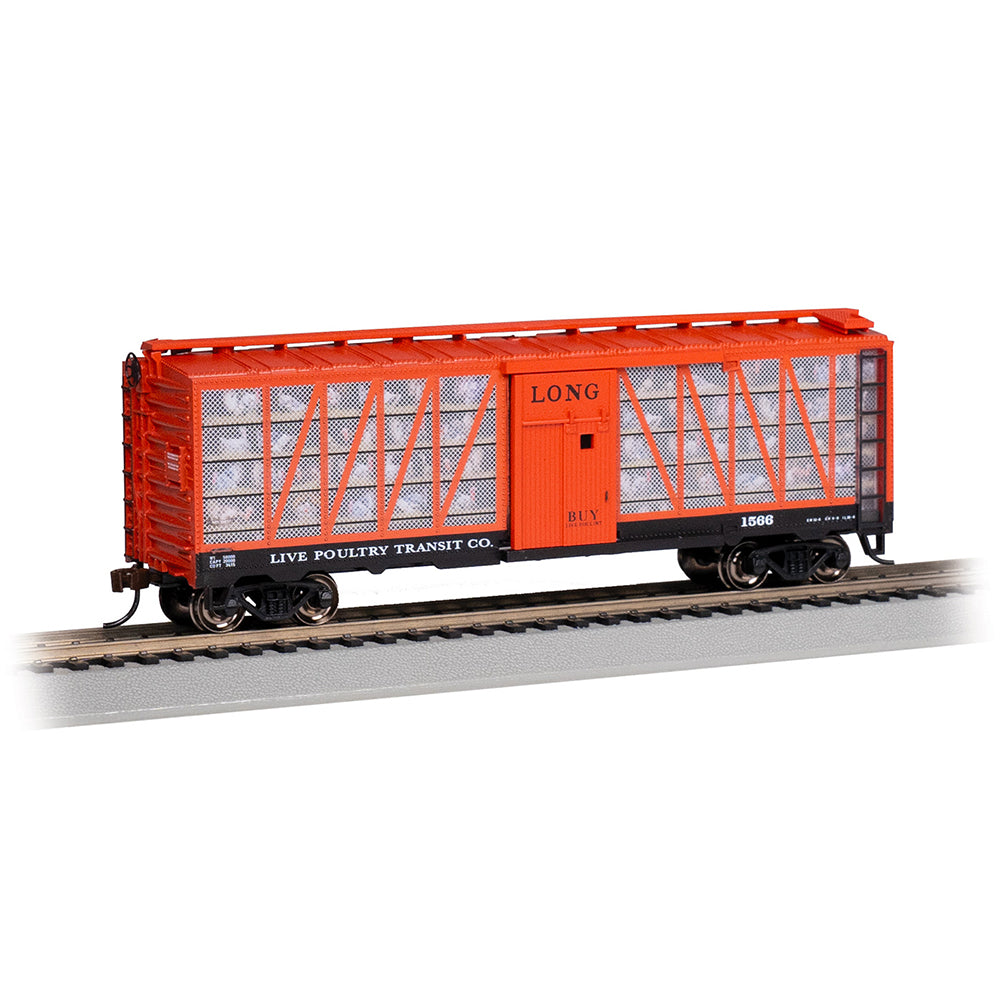 Bachmann USA Poultry Car Live Poultry Transit Co. #1566 Long With Turkeys HO 15905