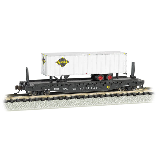 Bachmann USA 52'6' Flat Car - Reading with Reading Trailer N Gauge 16754