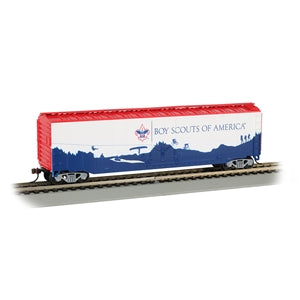 Bachmann USA 50' Plug-Door Box Car Boy Scouts Of America Adventure Landscape HO 18013
