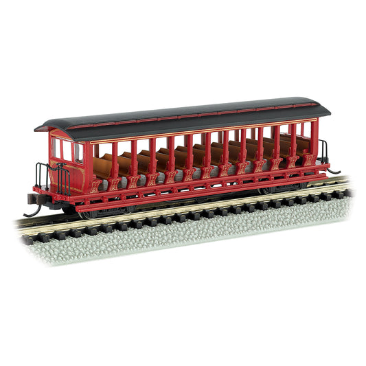 Bachmann USA Jackson Sharp Open-Sided Excursion Car Burgundy & Black N 19397