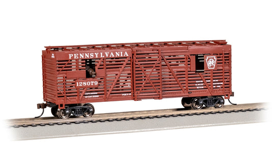Bachmann USA 19715 40' Animated Stock Car PRR#128079 W/Cattle HO Gauge