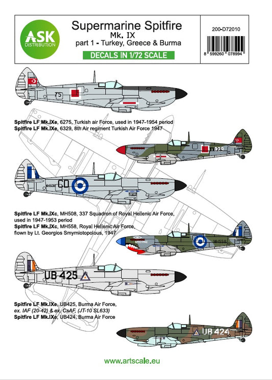 Art Scale 200-D72010 1:72 Supermarine Spitfire Mk.IXe Part 1