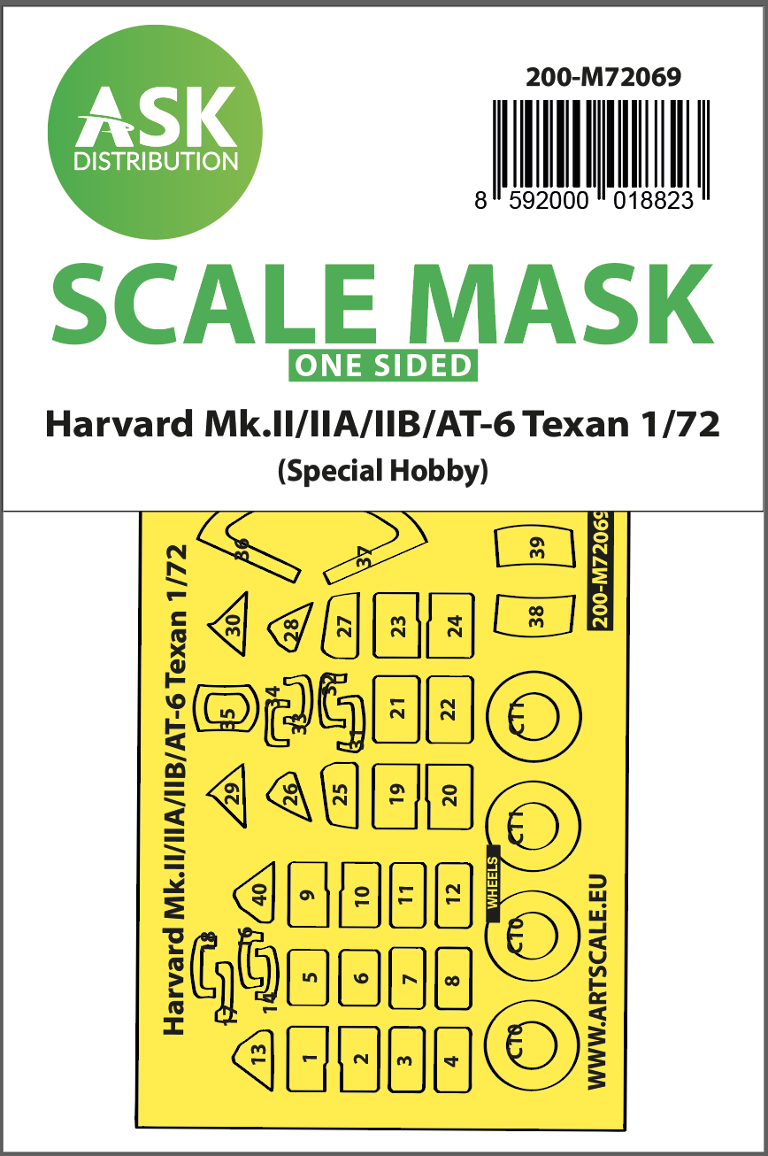 Art Scale 200-M72069 1:72 Harvard Mk.II/AT-6 Texan Canopy Paint Masks