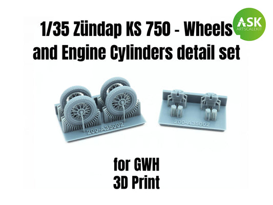 Art Scale 200-A35002 1:35 Zundap KS 750 wheels and cylinders