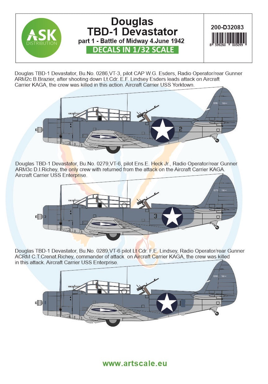 Art Scale 200-D32083 1:32 Douglas TBD-1 Devastator part 1
