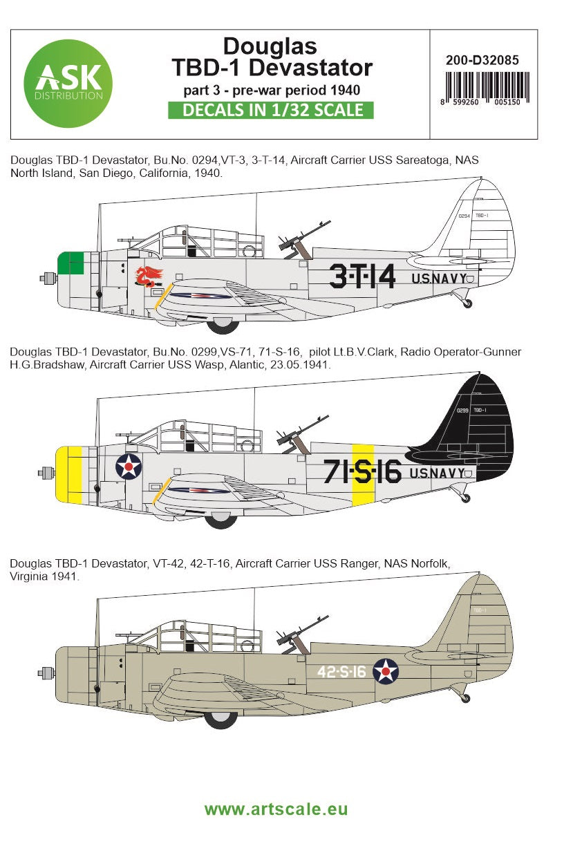 Art Scale 200-D32085 1:32 Douglas TBD-1 Devastator part 3