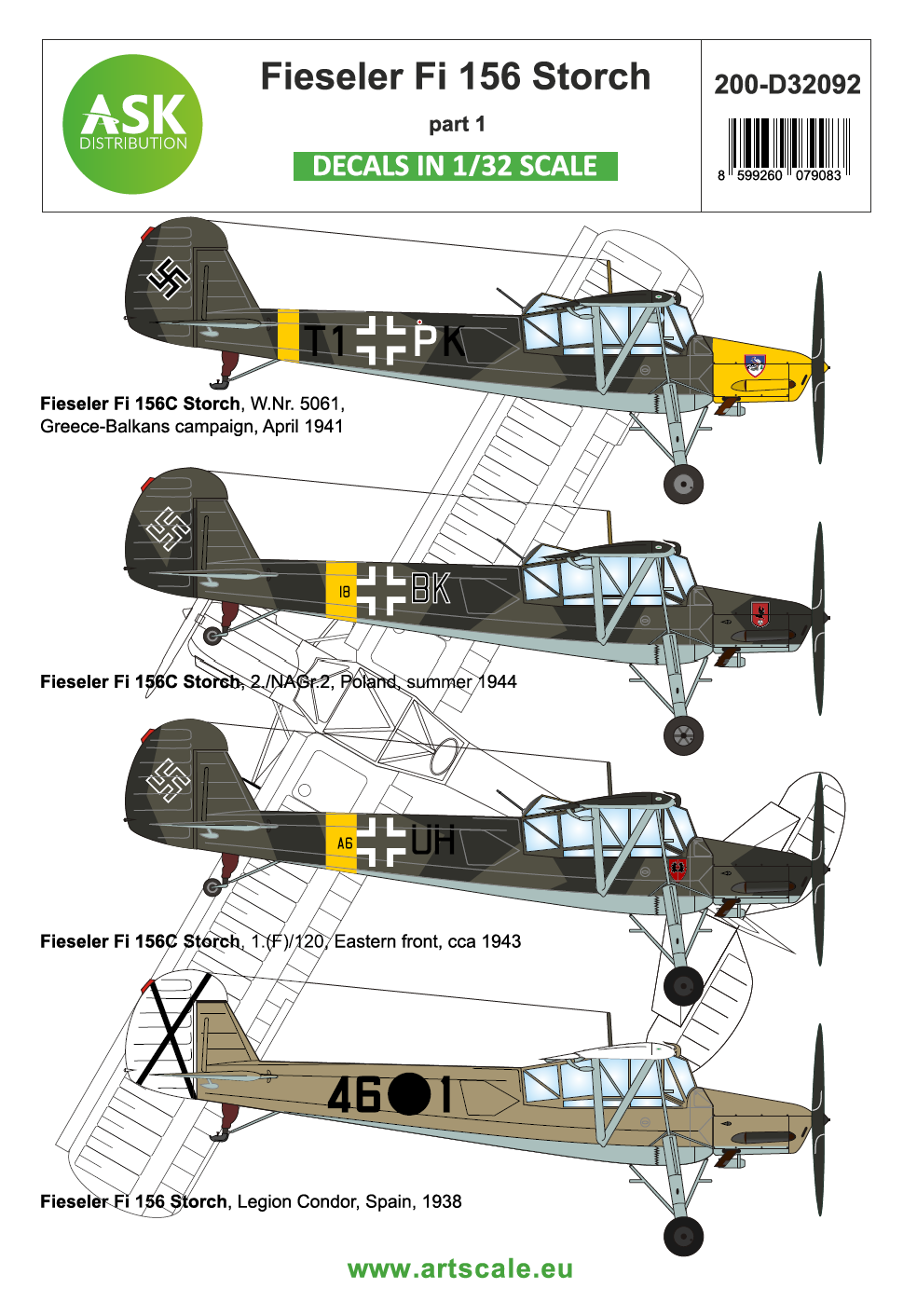Art Scale 200-D32092 1:32 Fieseler Fi 156C Storch part 1