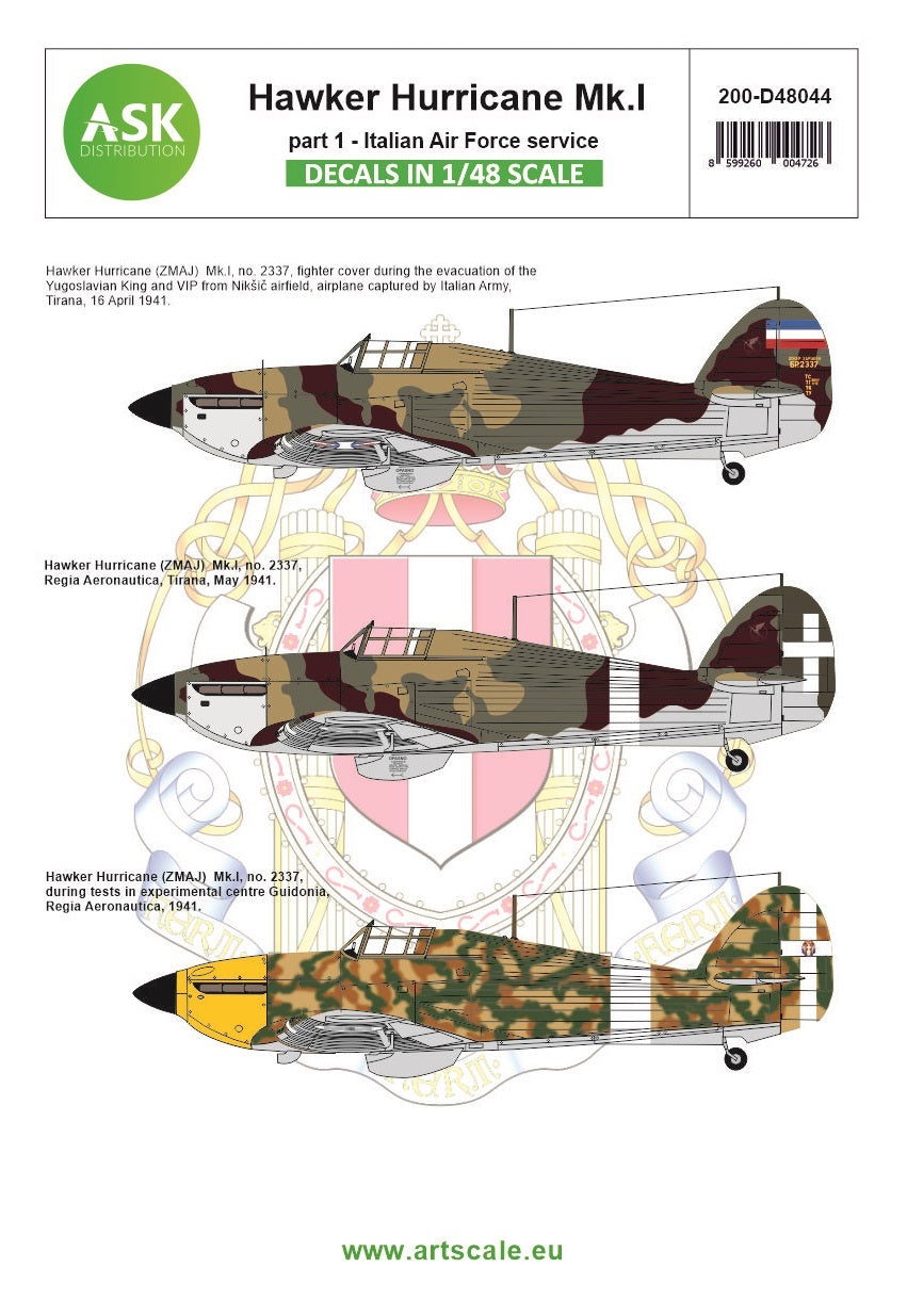 Art Scale 200-D48044 1:48 Hawker Hurricane Mk.I part 1