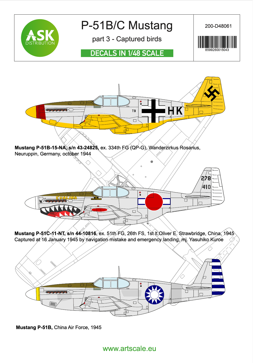 Art Scale 200-D48061 1:48 North-American P-51B/C Mustang part 3