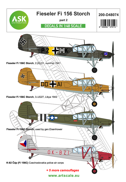 Art Scale 200-D48074 1:48 Fieseler Fi-156C Storch Part 2 Decal Markings