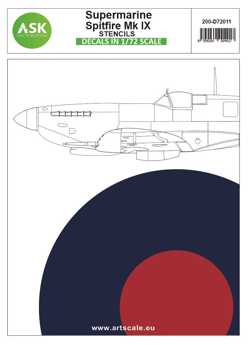 Art Scale 200-D72011 1:72 Supermarine Spitfire Mk.IX Stencils