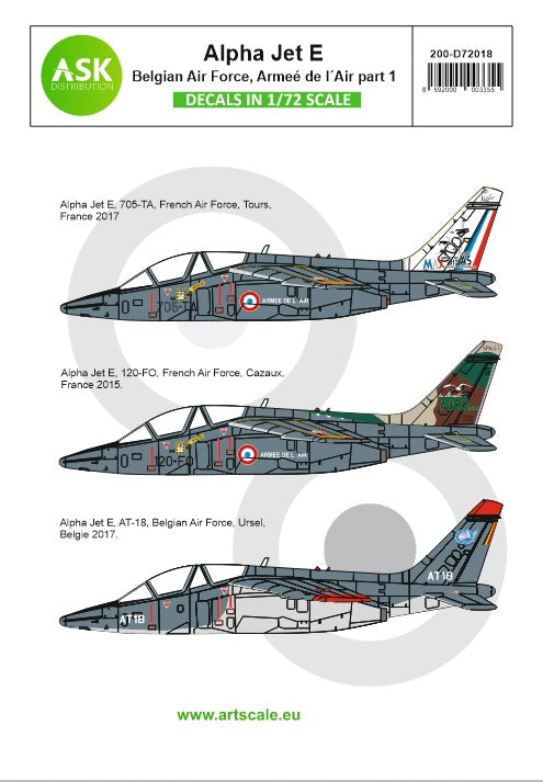 Art Scale 200-D72018 Alpha Jet E Belgian AF & Armee de l'Air Part 1 1:72