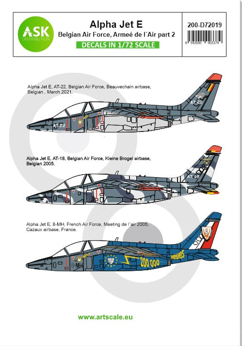 Art Scale 200-D72019 1:72 Alpha Jet E Belgian AF & Armee de l'Air Part 2
