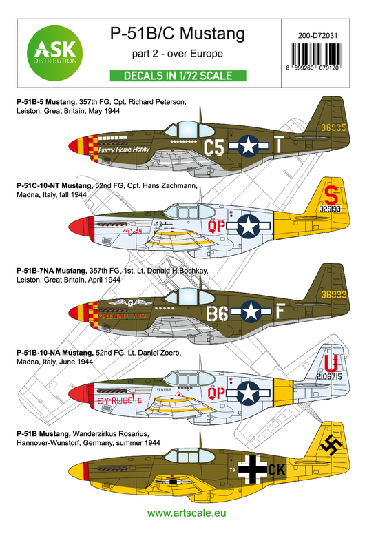 Art Scale 200-D72031 1:72 North-American P-51B / P-51C Mustangs part 2
