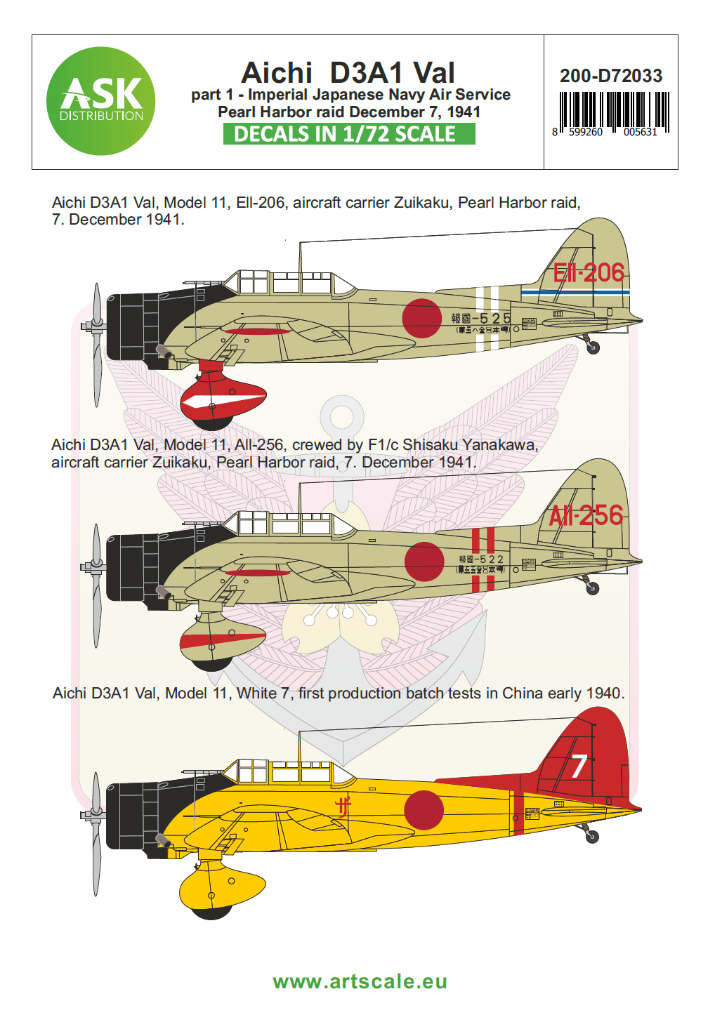 Art Scale 200-D72033 1:72 Aichi D3A1 Val part 2