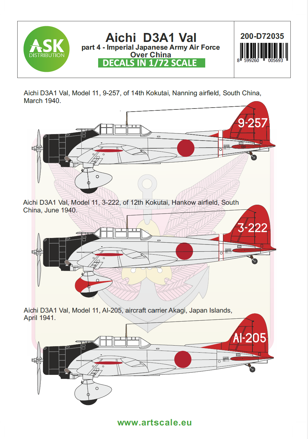 Art Scale 200-D72035 1:72 Aichi D3A1 Val part 4