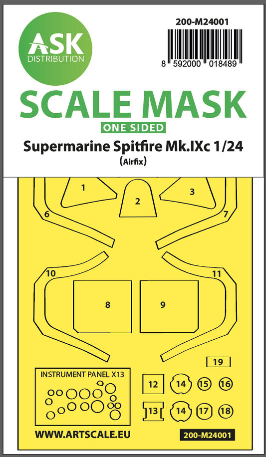 Art Scale 200-M24001 1:24 Spitfire Mk.IXc Express Self-Adhesive Masks