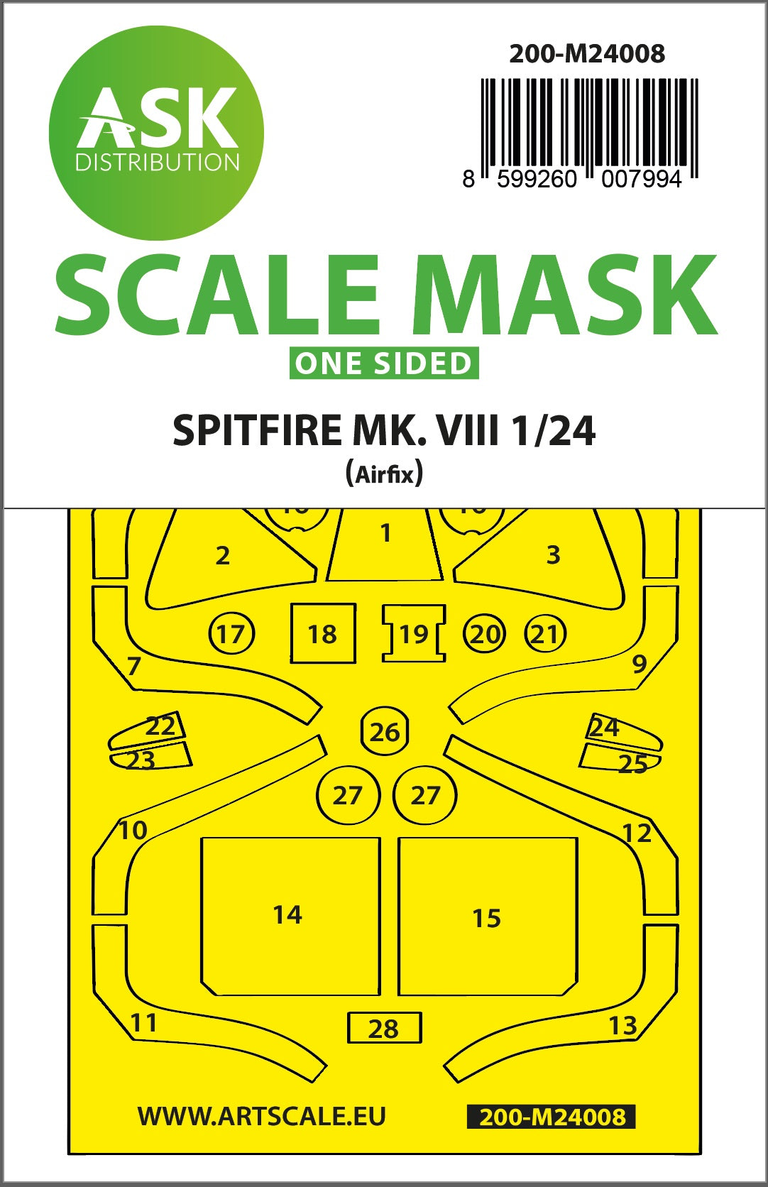 Art Scale 200-M24008 1:24 Supermarine Spitfire Mk.VIII one-sided express mask