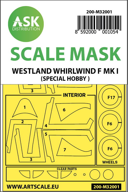 Art Scale 200-M32001 1:32 Westland Whirlwind Mk.I Kabuki Wheel & Canopy Masks