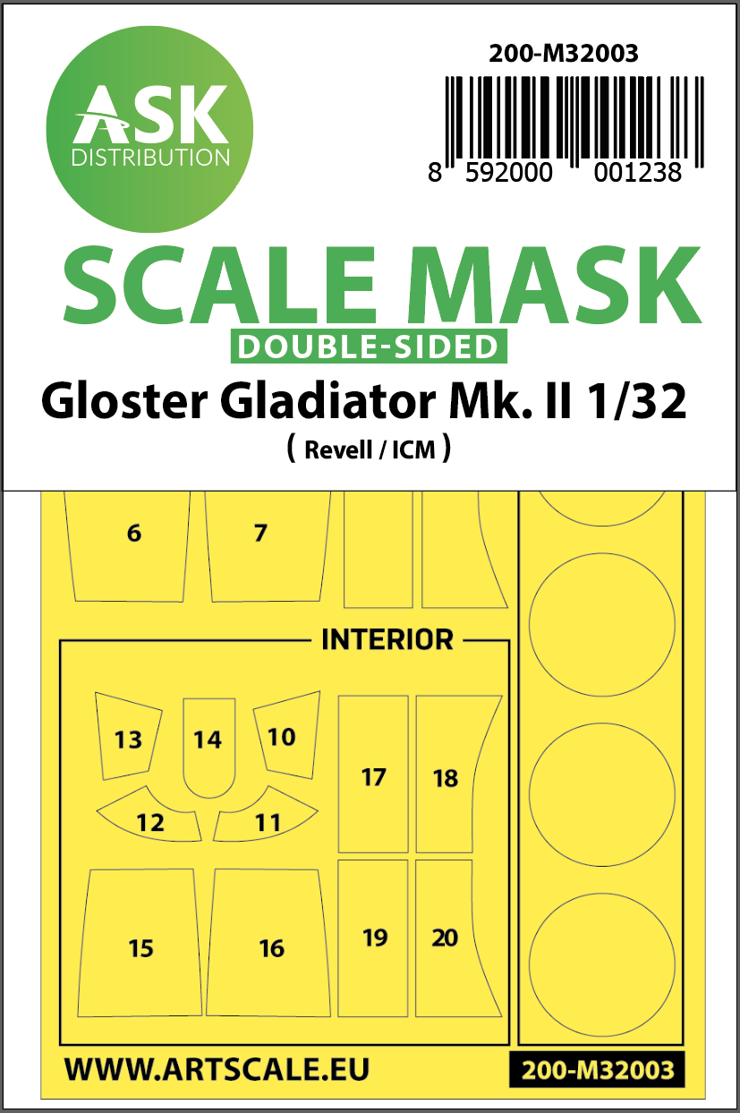 Art Scale 200-M32003 1:32 Gloster Gladiator Mk.I/II Kabuki Wheel & Canopy Masks
