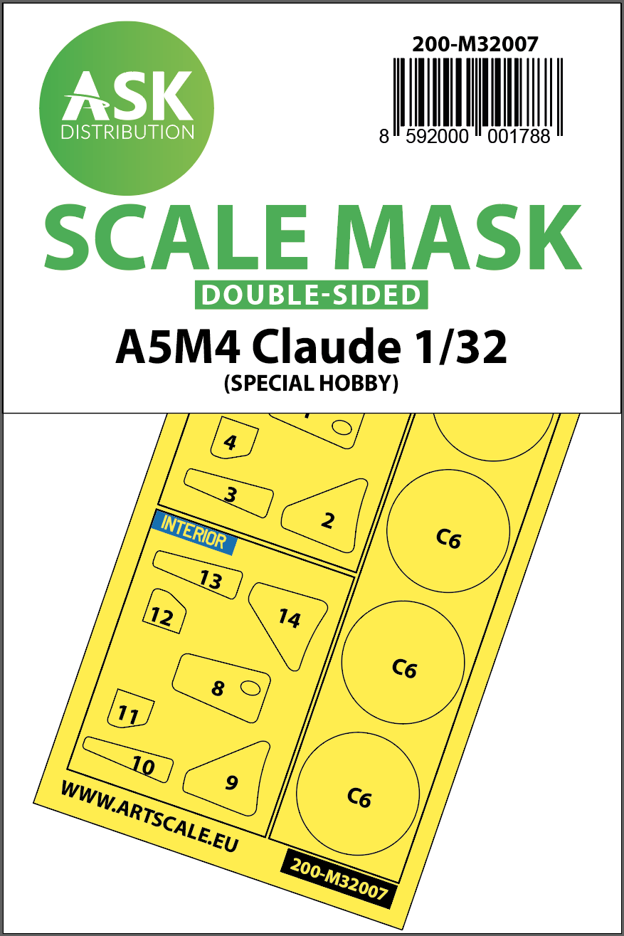Art Scale 200-M32007 1:32 Mitsubishi A5M4 Claude wheels & canopy masks