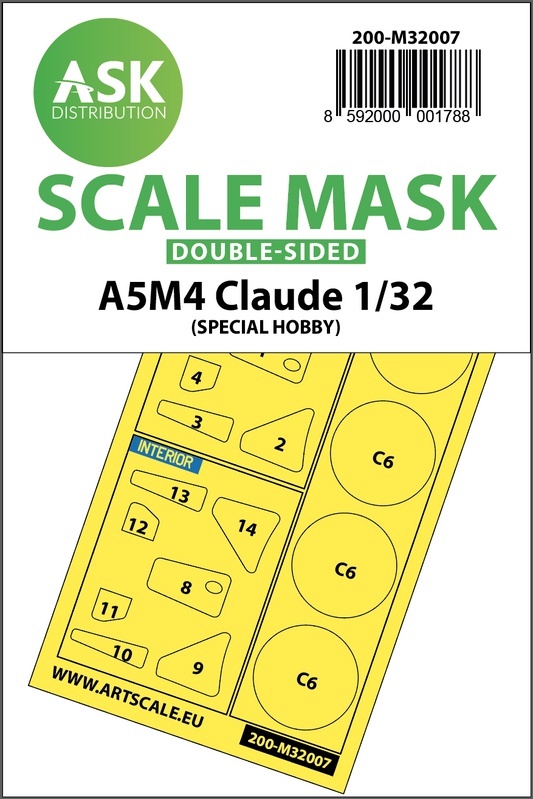 Art Scale 200-M32007 1:32 Mitsubishi A5M4 Claude wheels & canopy masks