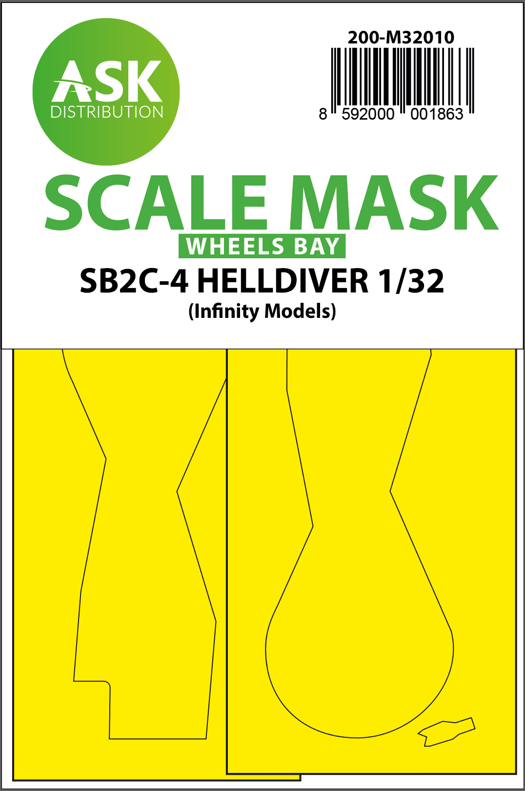Art Scale 200-M32010 1:32 Curtiss SB2C-4 Helldiver wheel bay paint masks