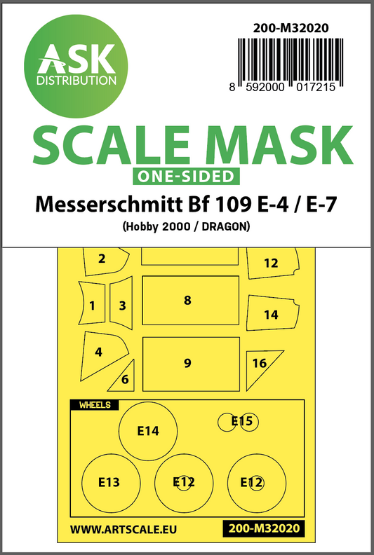 Art Scale 200-M32020 1:32 Bf-109E-4/E-7 Wheel & Canopy Masks