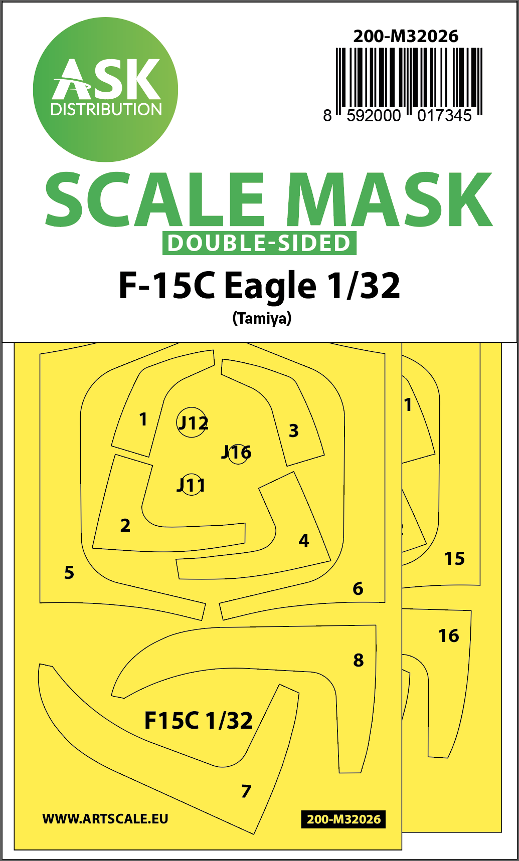 Art Scale 200-M32026 1:32 McDonnell F-15C Eagle canopy frame paint masks
