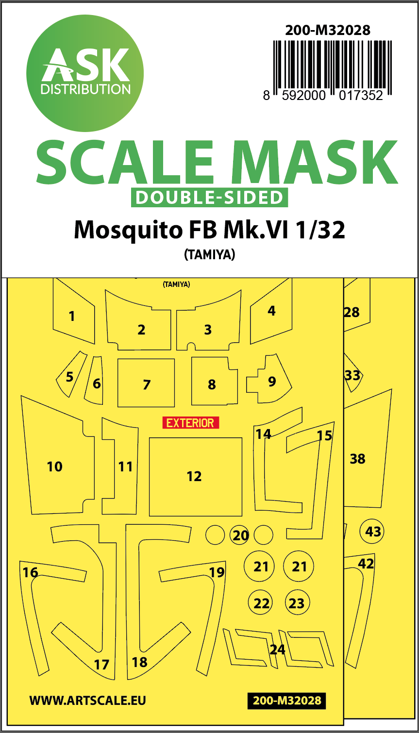 Art Scale 200-M32028 1:32 de Havilland Mosquito FB Mk.VI canopy masks