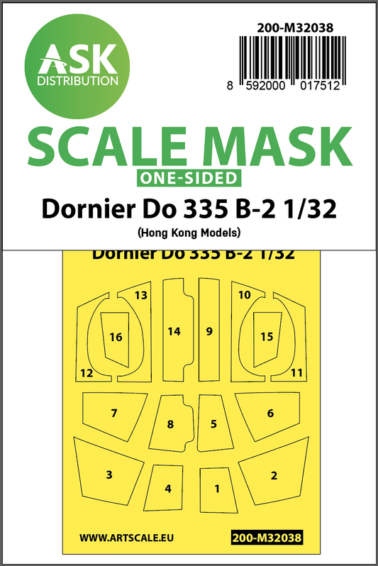 Art Scale 200-M32038 1:32 Dornier Do-335B-2 canopy frame paint masks