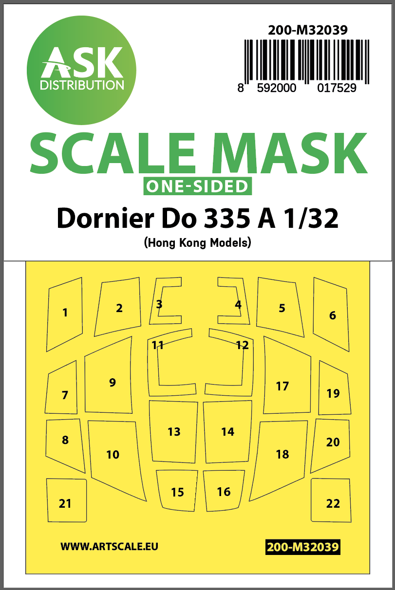 Art Scale 200-M32039 1:32 Dornier Do-335A canopy frame paint masks