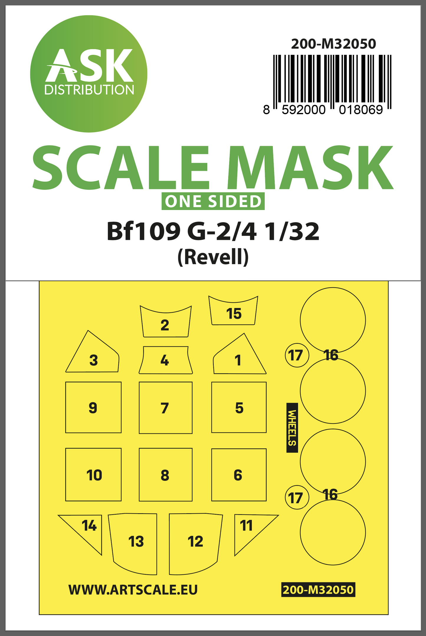 Art Scale 200-M32050 1:32 Bf-109G-2/4 Wheel & Canopy Masks