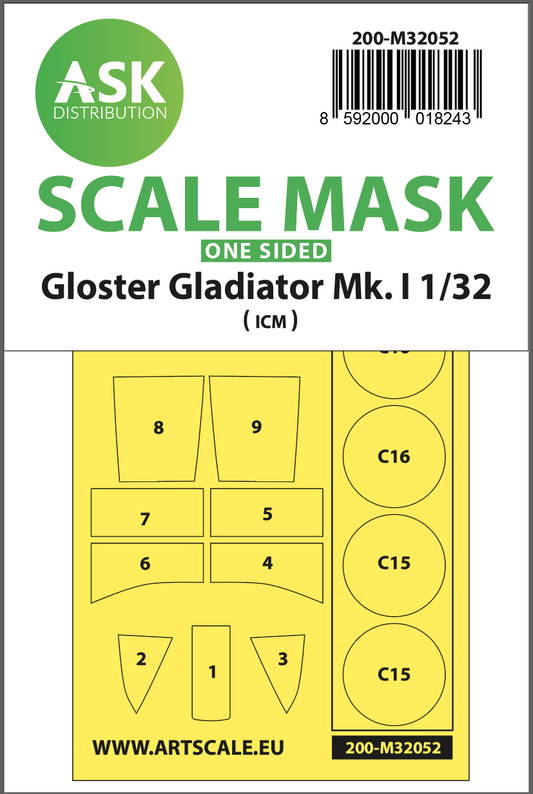 Art Scale 200-M32052 1:32 Gloster Gladiator Mk.I wheels & canopy masks