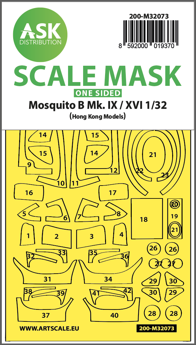 Art Scale 200-M32073 1:32 de Havilland Mosquito B Mk.IX/XVI canopy masks