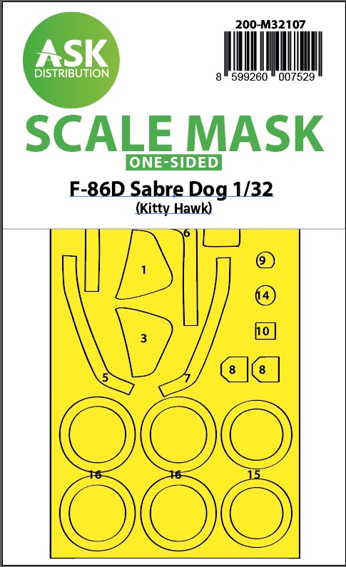 Art Scale 200-M32107 1:32 North-American F-86D Sabre Dog Wheel & Canopy Mask