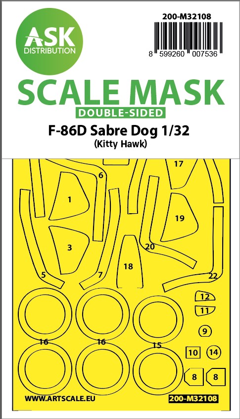 Art Scale 200-M32108 1:32 North-American F-86D Sabre Dog Wheel & Canopy Mask