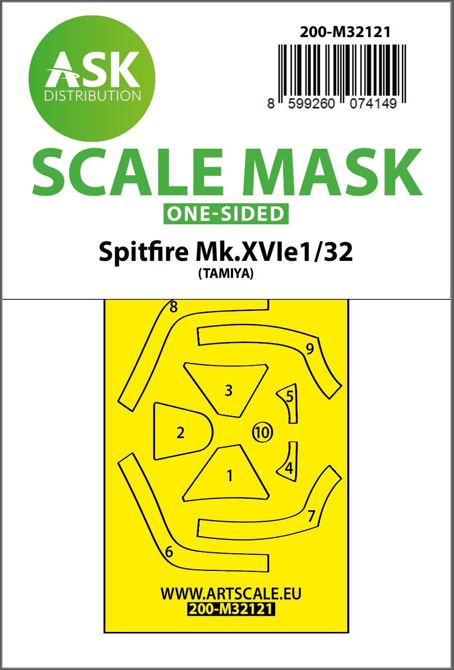 Art Scale 200-M32121 1:32 Supermarine Spitfire Mk.XVIe canopy frame paint mask