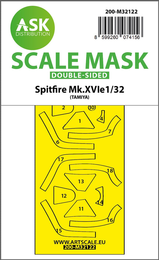 Art Scale 200-M32122 1:32 Supermarine Spitfire Mk.XVIe canopy frame paint masks