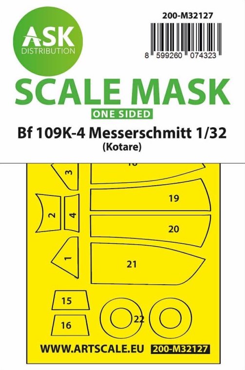 Art Scale 200-M32127 1:32 Messerschmitt Bf-109K-4 wheels & canopy mask