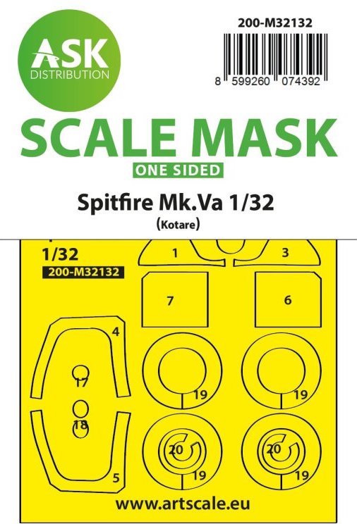 Art Scale 200-M32132 1:32 Spitfire Mk.Va single-sided fit express mask