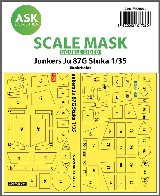 Art Scale 200-M35004 1:35 Junkers Ju-87G 'Stuka' canopy frame paint masks