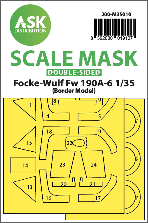 Art Scale 200-M35010 1:35 Focke-Wulf Fw-190A-6 wheels & canopy frame paint mask